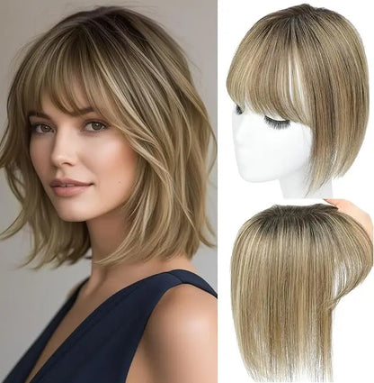 🔥Human Hair Topper with Bangs | Hair Piece for Thinning Hair