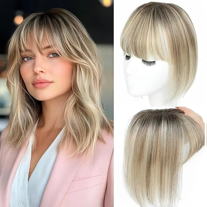 🔥Human Hair Topper with Bangs | Hair Piece for Thinning Hair
