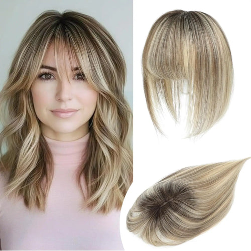 🔥Human Hair Topper with Bangs | Hair Piece for Thinning Hair