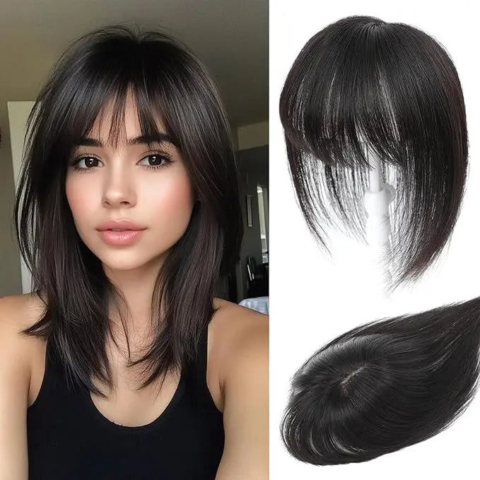 🔥Human Hair Topper with Bangs | Hair Piece for Thinning Hair