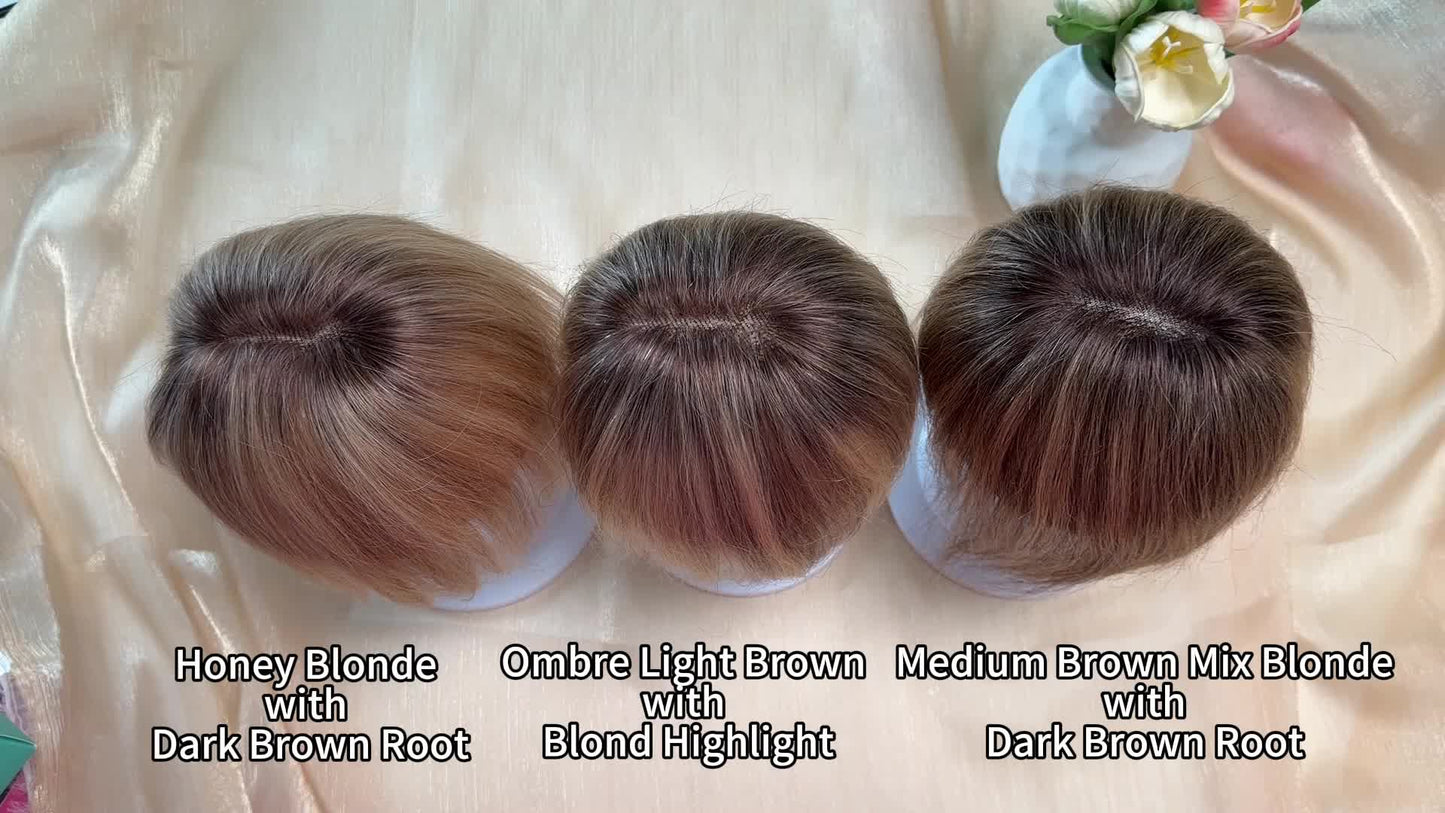 🔥Human Hair Topper with Bangs | Hair Piece for Thinning Hair