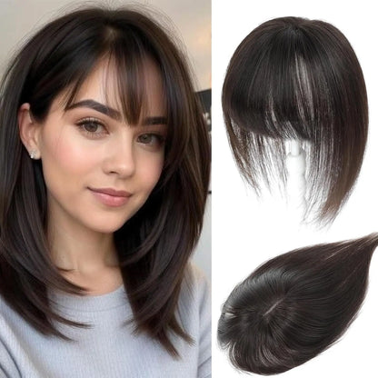 🔥Human Hair Topper with Bangs | Hair Piece for Thinning Hair