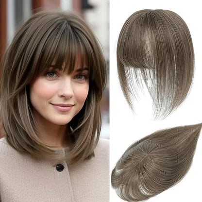 🔥Human Hair Topper with Bangs | Hair Piece for Thinning Hair