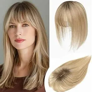 🔥Human Hair Topper with Bangs | Hair Piece for Thinning Hair