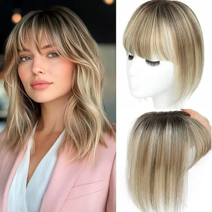 🔥Human Hair Topper with Bangs | Hair Piece for Thinning Hair