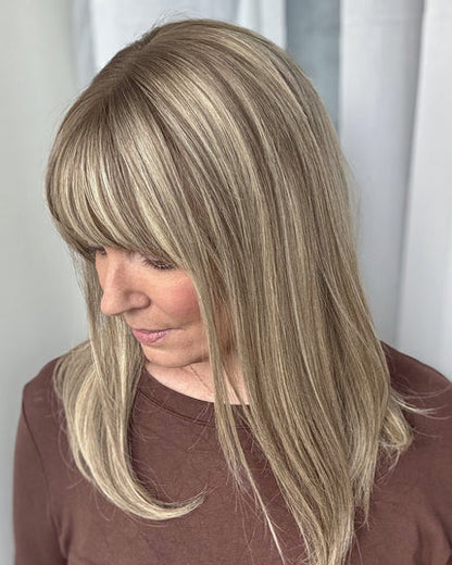 🔥Human Hair Topper with Bangs | Hair Piece for Thinning Hair